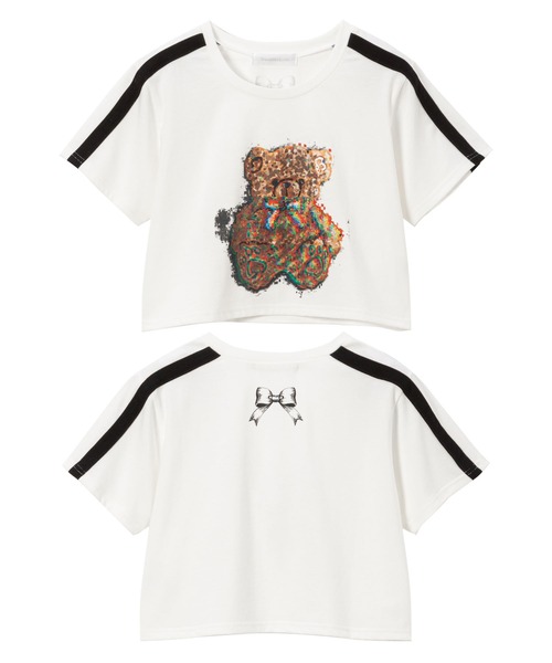 DearMyLove(ディアマイラブ)の「選べるプリントクロップドT(Tシャツ/カットソー・レディース・ブラック×ピンク/ホワイト系その他2/ホワイト系その他3/ホワイト系その他4/ホワイト系その他5/ブラック系その他2/ブラック×ベージュ/ブラック×ホワイト/ホワイト系その他/ブラック系その他/ホワイト/ブラック・FREE)」の5枚目の写真