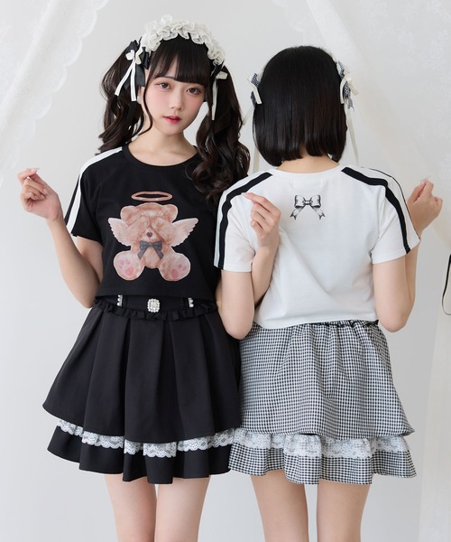 DearMyLove(ディアマイラブ)の「選べるプリントクロップドT(Tシャツ/カットソー・レディース・ブラック×ピンク/ホワイト系その他2/ホワイト系その他3/ホワイト系その他4/ホワイト系その他5/ブラック系その他2/ブラック×ベージュ/ブラック×ホワイト/ホワイト系その他/ブラック系その他/ホワイト/ブラック・FREE)」の7枚目の写真
