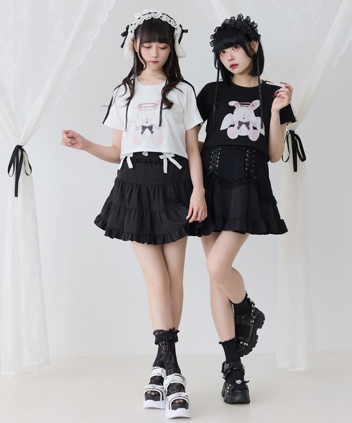 DearMyLove(ディアマイラブ)の「選べるプリントクロップドT(Tシャツ/カットソー・レディース・ブラック×ピンク/ホワイト系その他2/ホワイト系その他3/ホワイト系その他4/ホワイト系その他5/ブラック系その他2/ブラック×ベージュ/ブラック×ホワイト/ホワイト系その他/ブラック系その他/ホワイト/ブラック・FREE)」の16枚目の写真