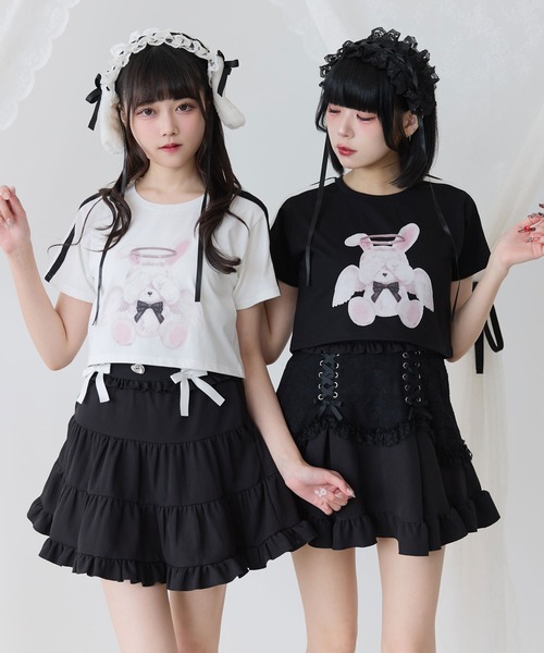DearMyLove(ディアマイラブ)の「選べるプリントクロップドT(Tシャツ/カットソー・レディース・ブラック×ピンク/ホワイト系その他2/ホワイト系その他3/ホワイト系その他4/ホワイト系その他5/ブラック系その他2/ブラック×ベージュ/ブラック×ホワイト/ホワイト系その他/ブラック系その他/ホワイト/ブラック・FREE)」の18枚目の写真