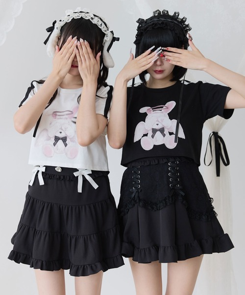 DearMyLove(ディアマイラブ)の「選べるプリントクロップドT(Tシャツ/カットソー・レディース・ブラック×ピンク/ホワイト系その他2/ホワイト系その他3/ホワイト系その他4/ホワイト系その他5/ブラック系その他2/ブラック×ベージュ/ブラック×ホワイト/ホワイト系その他/ブラック系その他/ホワイト/ブラック・FREE)」の19枚目の写真