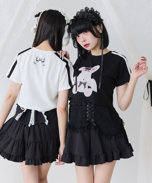 DearMyLove(ディアマイラブ)の「選べるプリントクロップドT(Tシャツ/カットソー・レディース・ブラック×ピンク/ホワイト系その他2/ホワイト系その他3/ホワイト系その他4/ホワイト系その他5/ブラック系その他2/ブラック×ベージュ/ブラック×ホワイト/ホワイト系その他/ブラック系その他/ホワイト/ブラック・FREE)」の20枚目の写真