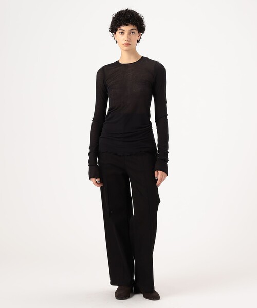 HAKUJI(ハクジ)の「HAKUJI ソフトシアーロングスリーブプルオーバー(Tシャツ/カットソー・レディース・ライトブルー/ブラック・FREE)」の3枚目の写真