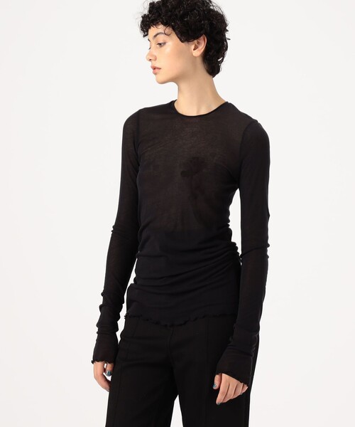 HAKUJI(ハクジ)の「HAKUJI ソフトシアーロングスリーブプルオーバー(Tシャツ/カットソー・レディース・ライトブルー/ブラック・FREE)」の4枚目の写真