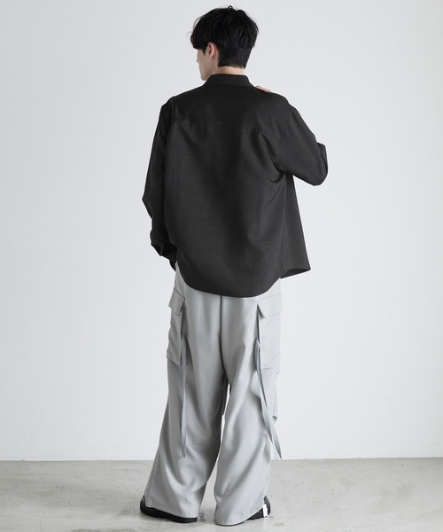 Anchor Smith（アンカー スミス）の「ドレープウールライクファブリック オーバーサイズシャツ（シャツ/ブラウス・メンズ・ダークブラウン/ライトグレー/ホワイト/グレイッシュブルー/ブラック/ダークグレー・L/M）」の21枚目の写真