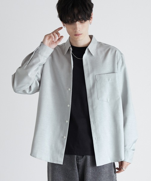 Anchor Smith（アンカー スミス）の「ドレープウールライクファブリック オーバーサイズシャツ（シャツ/ブラウス・メンズ・ダークブラウン/ライトグレー/ホワイト/グレイッシュブルー/ブラック/ダークグレー・L/M）」の22枚目の写真