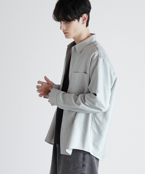 ドレープウールライクファブリック オーバーサイズシャツ（シャツ