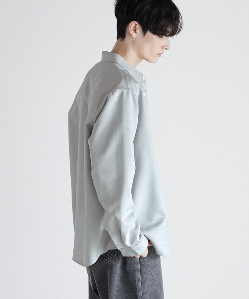 Anchor Smith（アンカー スミス）の「ドレープウールライクファブリック オーバーサイズシャツ（シャツ/ブラウス・メンズ・ダークブラウン/ライトグレー/ホワイト/グレイッシュブルー/ブラック/ダークグレー・L/M）」の13枚目の写真