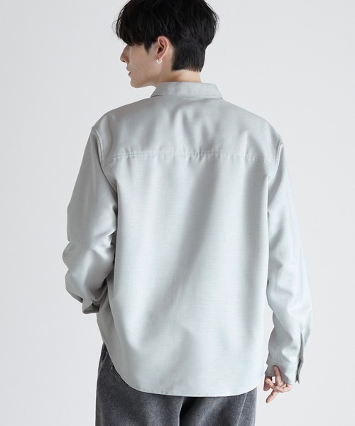 Anchor Smith（アンカー スミス）の「ドレープウールライクファブリック オーバーサイズシャツ（シャツ/ブラウス・メンズ・ダークブラウン/ライトグレー/ホワイト/グレイッシュブルー/ブラック/ダークグレー・L/M）」の14枚目の写真