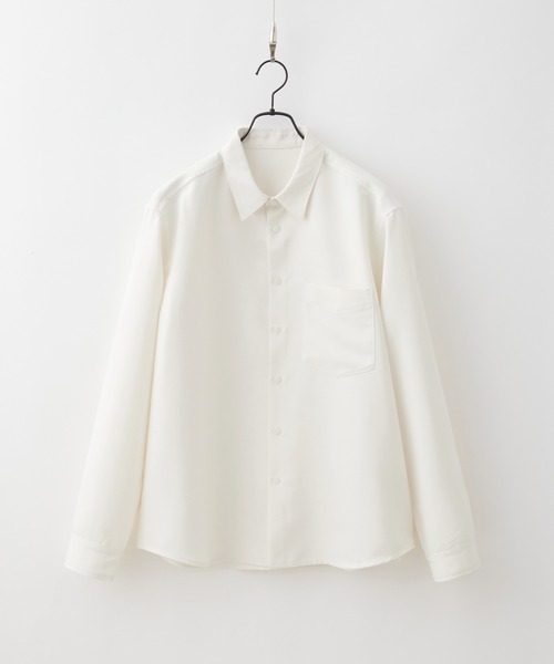 Anchor Smith（アンカー スミス）の「ドレープウールライクファブリック オーバーサイズシャツ（シャツ/ブラウス・メンズ・ダークブラウン/ライトグレー/ホワイト/グレイッシュブルー/ブラック/ダークグレー・L/M）」の12枚目の写真