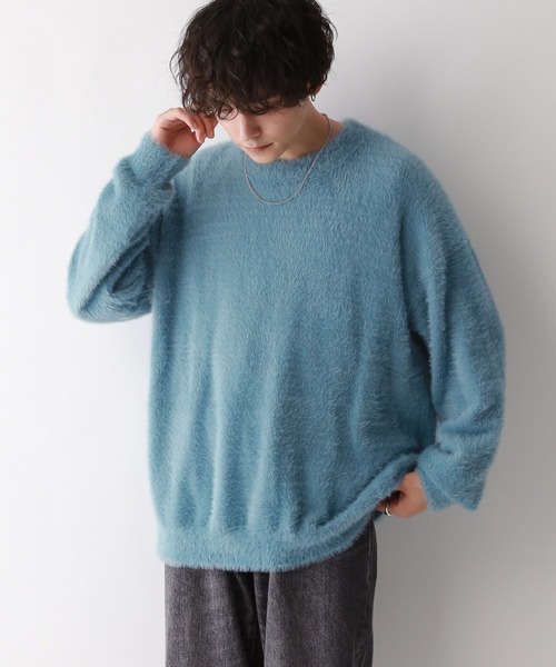 RAGEBLUE(レイジブルー)の「Shaggy knit crew neck pullover/シャギーニットクルーネックプルオーバー(ニット/セーター・メンズ・ライトブルー/ライトグレー/ブラック・LARGE/MEDIUM)」の12枚目の写真