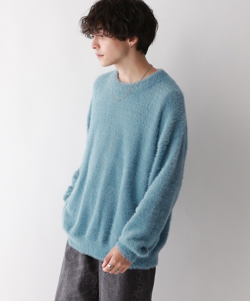 RAGEBLUE(レイジブルー)の「Shaggy knit crew neck pullover/シャギーニットクルーネックプルオーバー(ニット/セーター・メンズ・ライトブルー/ライトグレー/ブラック・LARGE/MEDIUM)」の11枚目の写真