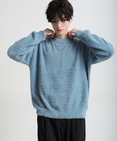 RAGEBLUE(レイジブルー)の「Shaggy knit crew neck pullover/シャギーニットクルーネックプルオーバー(ニット/セーター・メンズ・ライトブルー/ライトグレー/ブラック・LARGE/MEDIUM)」の22枚目の写真