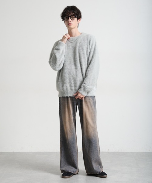 RAGEBLUE(レイジブルー)の「Shaggy knit crew neck pullover/シャギーニットクルーネックプルオーバー(ニット/セーター・メンズ・ライトブルー/ライトグレー/ブラック・LARGE/MEDIUM)」の15枚目の写真