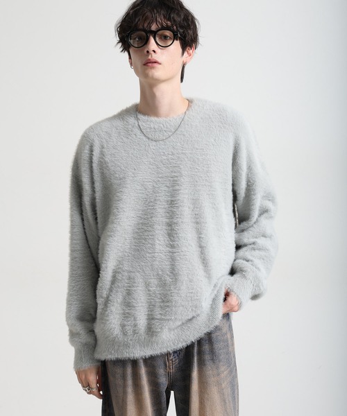 RAGEBLUE(レイジブルー)の「Shaggy knit crew neck pullover/シャギーニットクルーネックプルオーバー(ニット/セーター・メンズ・ライトブルー/ライトグレー/ブラック・LARGE/MEDIUM)」の16枚目の写真