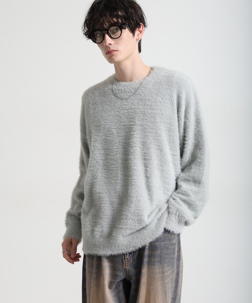 RAGEBLUE(レイジブルー)の「Shaggy knit crew neck pullover/シャギーニットクルーネックプルオーバー(ニット/セーター・メンズ・ライトブルー/ライトグレー/ブラック・LARGE/MEDIUM)」の17枚目の写真