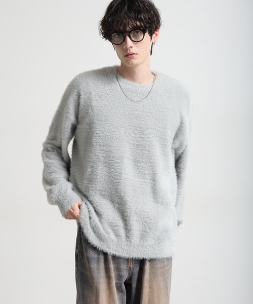 RAGEBLUE(レイジブルー)の「Shaggy knit crew neck pullover/シャギーニットクルーネックプルオーバー(ニット/セーター・メンズ・ライトブルー/ライトグレー/ブラック・LARGE/MEDIUM)」の18枚目の写真