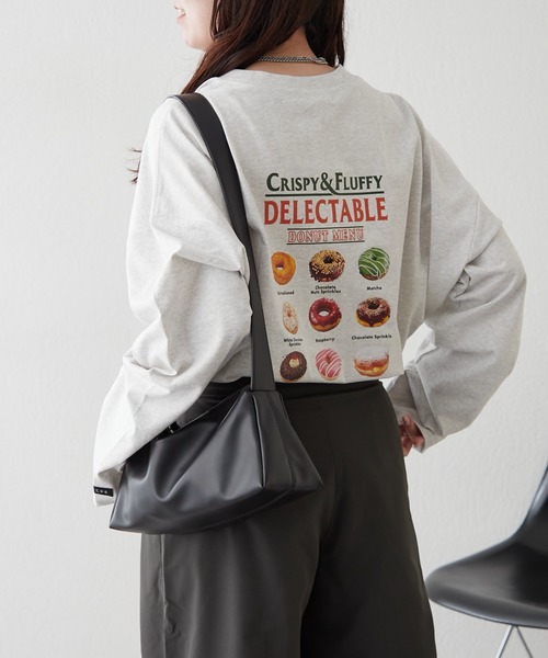 NUNIFE（ユニフィー）の「【UNISEX】ドーナッツメニューロンＴ（Tシャツ/カットソー・レディース・オートミール/スミクロ/オフホワイト・FREE）」の2枚目の写真