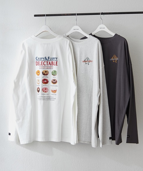 NUNIFE（ユニフィー）の「【UNISEX】ドーナッツメニューロンＴ（Tシャツ/カットソー・レディース・オートミール/スミクロ/オフホワイト・FREE）」の3枚目の写真