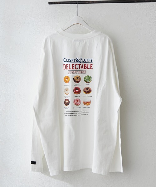 NUNIFE（ユニフィー）の「【UNISEX】ドーナッツメニューロンＴ（Tシャツ/カットソー・レディース・オートミール/スミクロ/オフホワイト・FREE）」の9枚目の写真