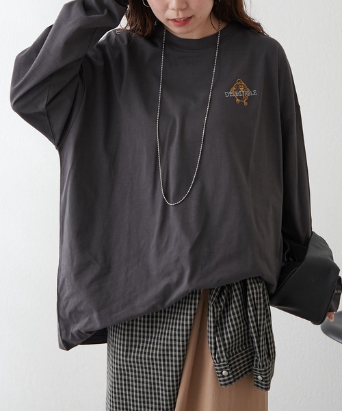 NUNIFE（ユニフィー）の「【UNISEX】ドーナッツメニューロンＴ（Tシャツ/カットソー・レディース・オートミール/スミクロ/オフホワイト・FREE）」の5枚目の写真