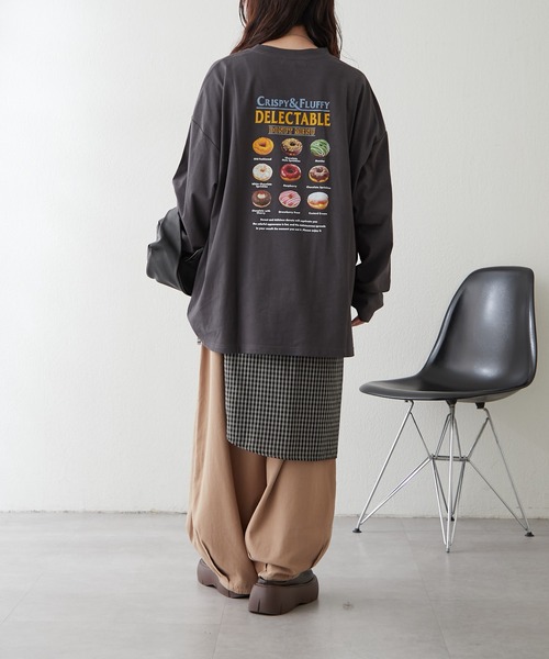 NUNIFE（ユニフィー）の「【UNISEX】ドーナッツメニューロンＴ（Tシャツ/カットソー・レディース・オートミール/スミクロ/オフホワイト・FREE）」の8枚目の写真
