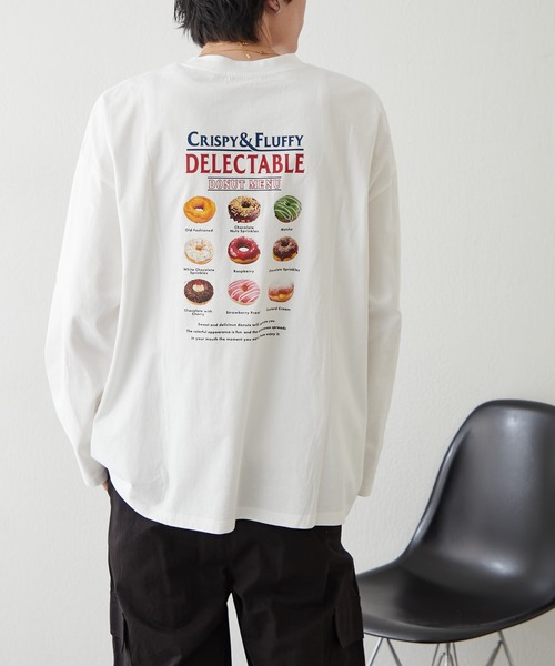 NUNIFE（ユニフィー）の「【UNISEX】ドーナッツメニューロンＴ（Tシャツ/カットソー・レディース・オートミール/スミクロ/オフホワイト・FREE）」の10枚目の写真