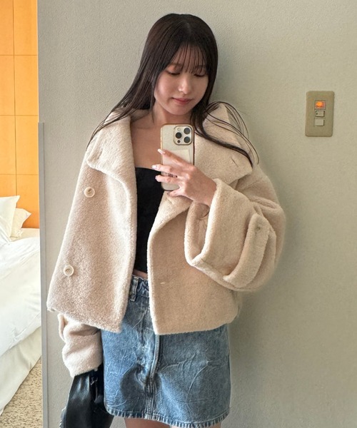 INTER FACTORY（インターファクトリー）の「miwo - ショート丈ボアジャケット - made in INTER FACTORY（その他アウター・レディース・ブラウン/アイボリー・FREE）」の18枚目の写真