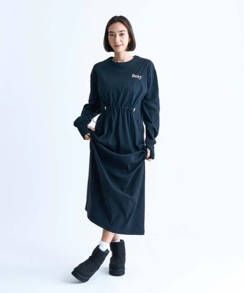ROXY(ロキシー)の「NEVER BORED/ロキシー速乾UVカットドローコード付きワンピース(ワンピース・レディース・ナチュラル/チャコールグレー/ブラック・SMALL/MEDIUM/LARGE)」の2枚目の写真