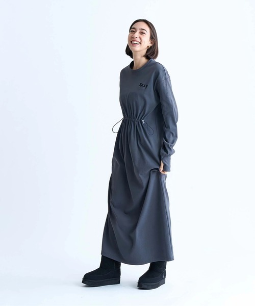ROXY(ロキシー)の「NEVER BORED/ロキシー速乾UVカットドローコード付きワンピース(ワンピース・レディース・ナチュラル/チャコールグレー/ブラック・SMALL/MEDIUM/LARGE)」の6枚目の写真