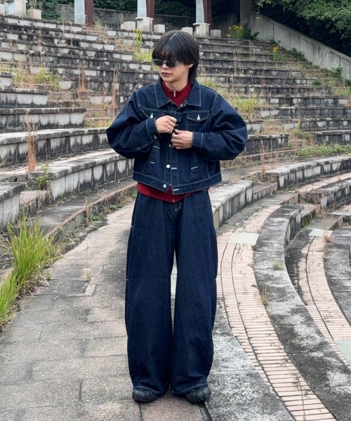 新品　yumi.　INTER FACTORY デニムジャケット　ネイビー タグ付き新品 INTER FACTORY yumi デニムジャケット ネイビー