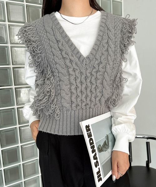 美品 HERITANOVUMヘリテノーム フリンジニットベスト HERITANOVUM（ヘリテノーム）の古着・中古通販 | 【公式】RAGTAG