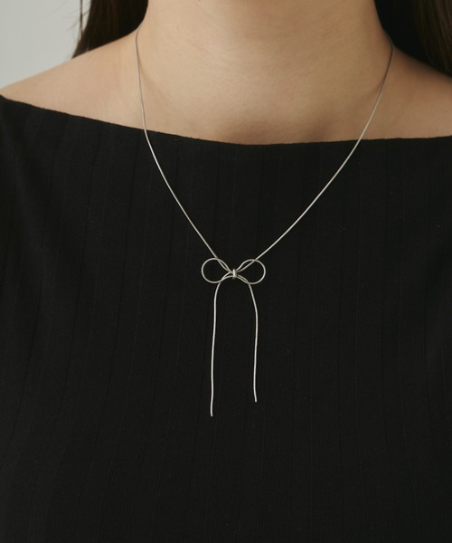 ciite'(シーテ)の「simple ribbon necklace / シンプル リボン ネックレス(ネックレス・レディース・シルバー/ゴールド/ピンクゴールド・FREE)」の2枚目の写真