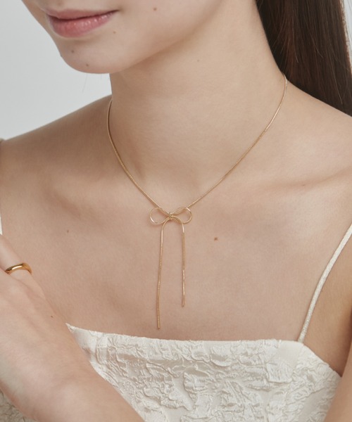 ciite'(シーテ)の「simple ribbon necklace / シンプル リボン ネックレス(ネックレス・レディース・シルバー/ゴールド/ピンクゴールド・FREE)」の1枚目の写真