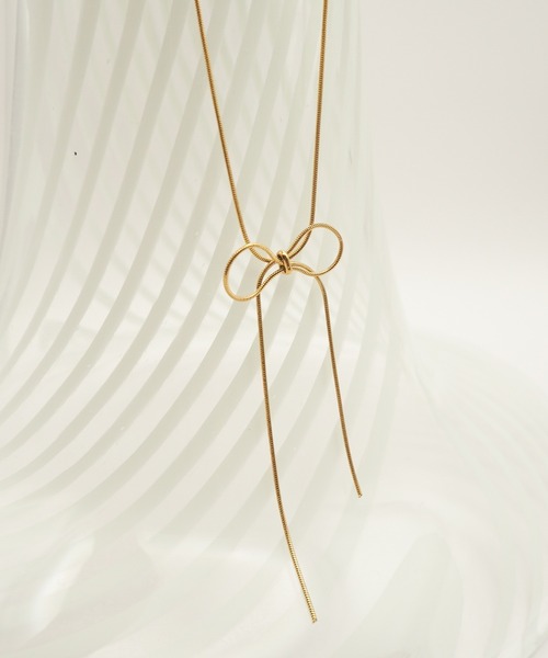 ciite'(シーテ)の「simple ribbon necklace / シンプル リボン ネックレス(ネックレス・レディース・シルバー/ゴールド/ピンクゴールド・FREE)」の4枚目の写真