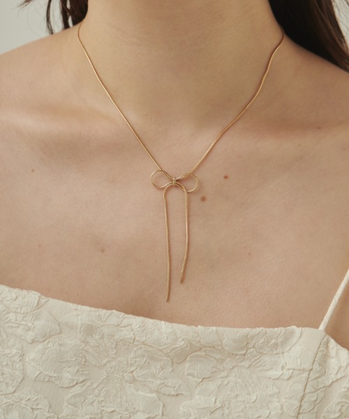ciite'(シーテ)の「simple ribbon necklace / シンプル リボン ネックレス(ネックレス・レディース・シルバー/ゴールド/ピンクゴールド・FREE)」の7枚目の写真