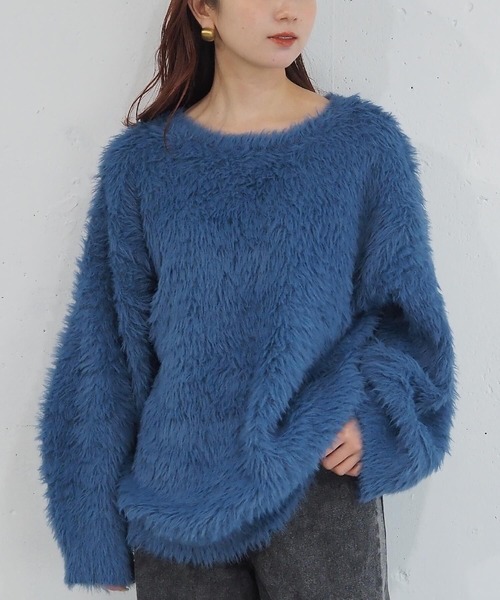 tiptop（ティップトップ）の「【丈が選べる2サイズ】起毛フェザーニットプルオーバー（ニット/セーター・レディース・ホワイト系その他/ブルー系その他/グリーン系その他2/グリーン系その他/ブルー/チャコールグレー/グレー系その他/アイボリー/ピンク・LONG/SHORT）」の8枚目の写真