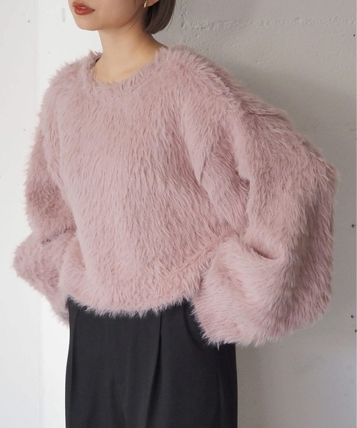 tiptop（ティップトップ）の「【丈が選べる2サイズ】起毛フェザーニットプルオーバー（ニット/セーター・レディース・ホワイト系その他/ブルー系その他/グリーン系その他2/グリーン系その他/ブルー/チャコールグレー/グレー系その他/アイボリー/ピンク・LONG/SHORT）」の9枚目の写真