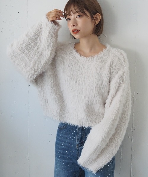 tiptop（ティップトップ）の「【丈が選べる2サイズ】起毛フェザーニットプルオーバー（ニット/セーター・レディース・ホワイト系その他/ブルー系その他/グリーン系その他2/グリーン系その他/ブルー/チャコールグレー/グレー系その他/アイボリー/ピンク・LONG/SHORT）」の13枚目の写真