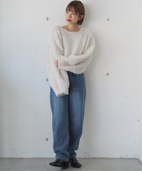 tiptop（ティップトップ）の「【丈が選べる2サイズ】起毛フェザーニットプルオーバー（ニット/セーター・レディース・ホワイト系その他/ブルー系その他/グリーン系その他2/グリーン系その他/ブルー/チャコールグレー/グレー系その他/アイボリー/ピンク・LONG/SHORT）」の14枚目の写真