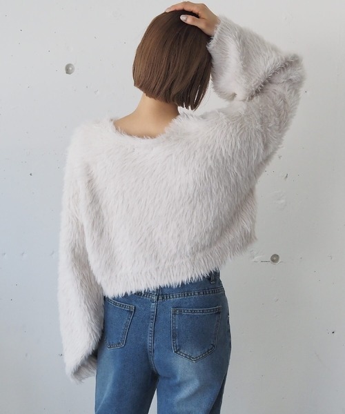 tiptop（ティップトップ）の「【丈が選べる2サイズ】起毛フェザーニットプルオーバー（ニット/セーター・レディース・ホワイト系その他/ブルー系その他/グリーン系その他2/グリーン系その他/ブルー/チャコールグレー/グレー系その他/アイボリー/ピンク・LONG/SHORT）」の16枚目の写真