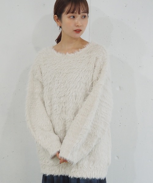 tiptop（ティップトップ）の「【丈が選べる2サイズ】起毛フェザーニットプルオーバー（ニット/セーター・レディース・ホワイト系その他/ブルー系その他/グリーン系その他2/グリーン系その他/ブルー/チャコールグレー/グレー系その他/アイボリー/ピンク・LONG/SHORT）」の18枚目の写真