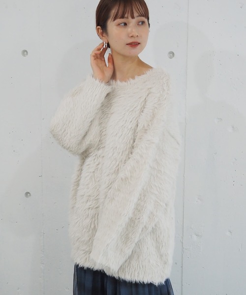 tiptop（ティップトップ）の「【丈が選べる2サイズ】起毛フェザーニットプルオーバー（ニット/セーター・レディース・ホワイト系その他/ブルー系その他/グリーン系その他2/グリーン系その他/ブルー/チャコールグレー/グレー系その他/アイボリー/ピンク・LONG/SHORT）」の20枚目の写真