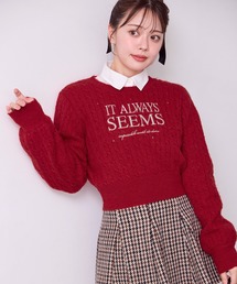 one after another NICE CLAUP | ロゴ刺繍ケーブルニット(ニット/セーター)