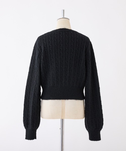 one after another NICE CLAUP（ワンアフターアナザーナイスクラップ）の「ロゴ刺繍ケーブルニット（ニット/セーター・レディース・レッド/ピンク/ブラック/オフホワイト・FREE）」の7枚目の写真