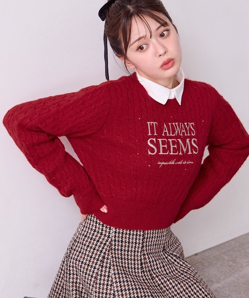 セール】ロゴ刺繍ケーブルニット（ニット/セーター）｜one after