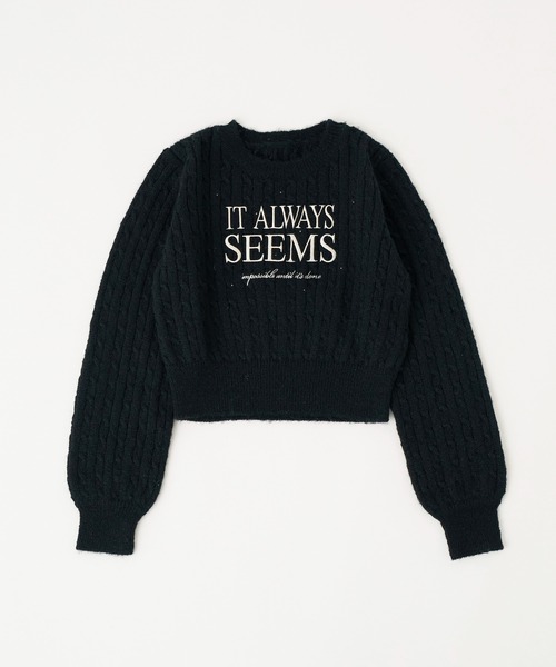 one after another NICE CLAUP（ワンアフターアナザーナイスクラップ）の「ロゴ刺繍ケーブルニット（ニット/セーター・レディース・レッド/ピンク/ブラック/オフホワイト・FREE）」の14枚目の写真