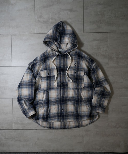 【セール】flannel check hooded shirt/ネルチェック フーデッド シャツ(シャツ/ブラウス)|Soupy Soupy(スーピースーピー)