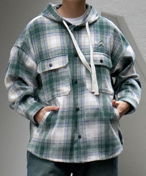 【セール】flannel check hooded shirt/ネルチェック フーデッド シャツ（シャツ/ブラウス）｜Soupy Soupy（スーピースーピー）