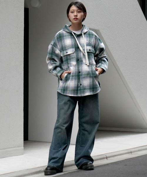 【セール】flannel check hooded shirt/ネルチェック フーデッド シャツ（シャツ/ブラウス）｜Soupy Soupy（スーピースーピー）